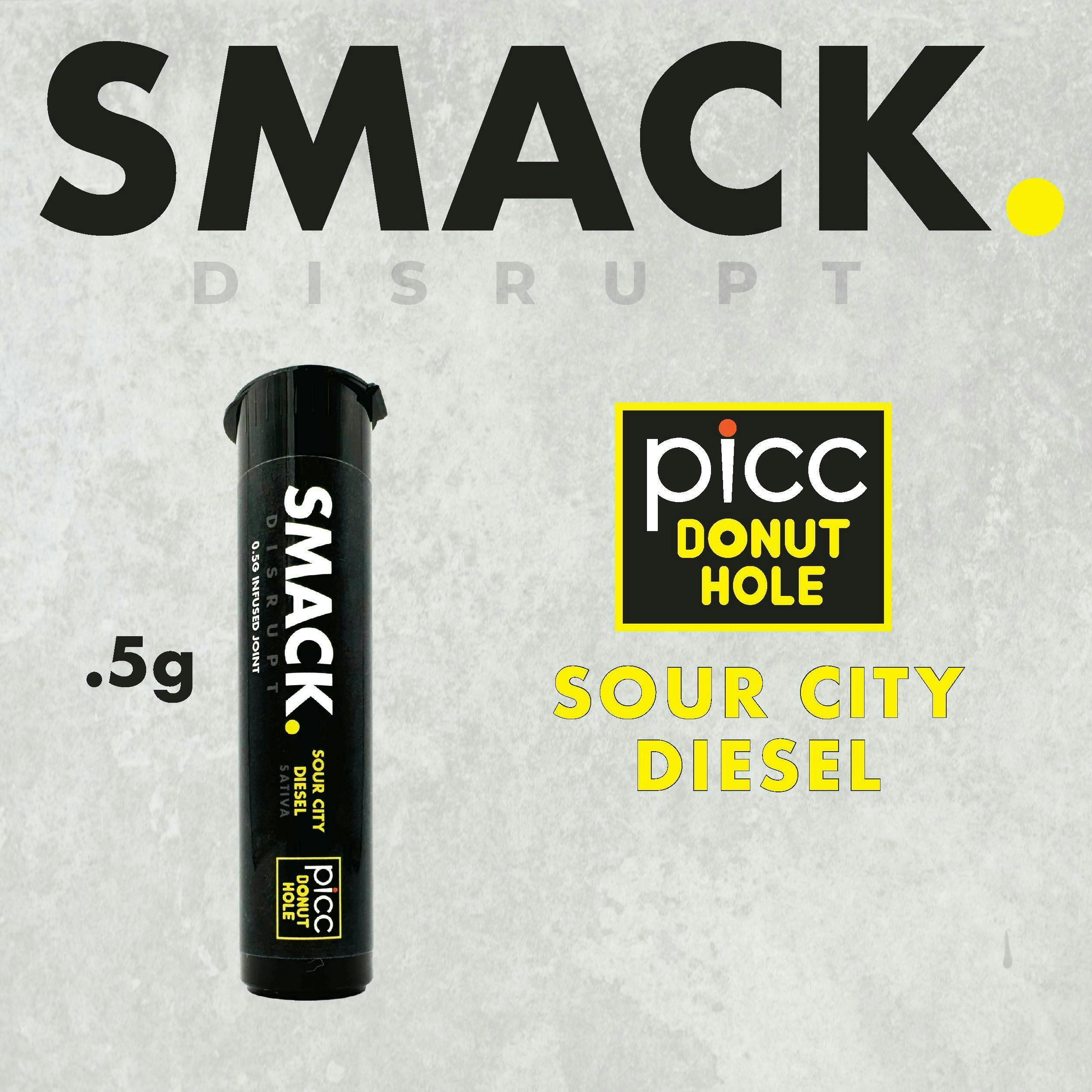 SMACK. | Infused Pre-roll | .5G SINGLE | Sour City Diesel (S) at Peace, Love, & Bud