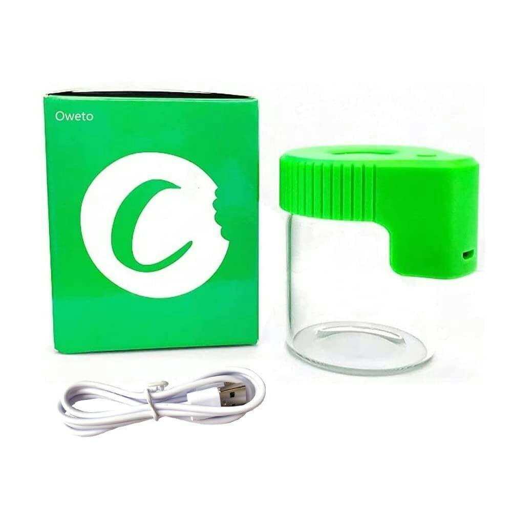 GLASS STORAGE JAR GREEN W MAGNIFYING