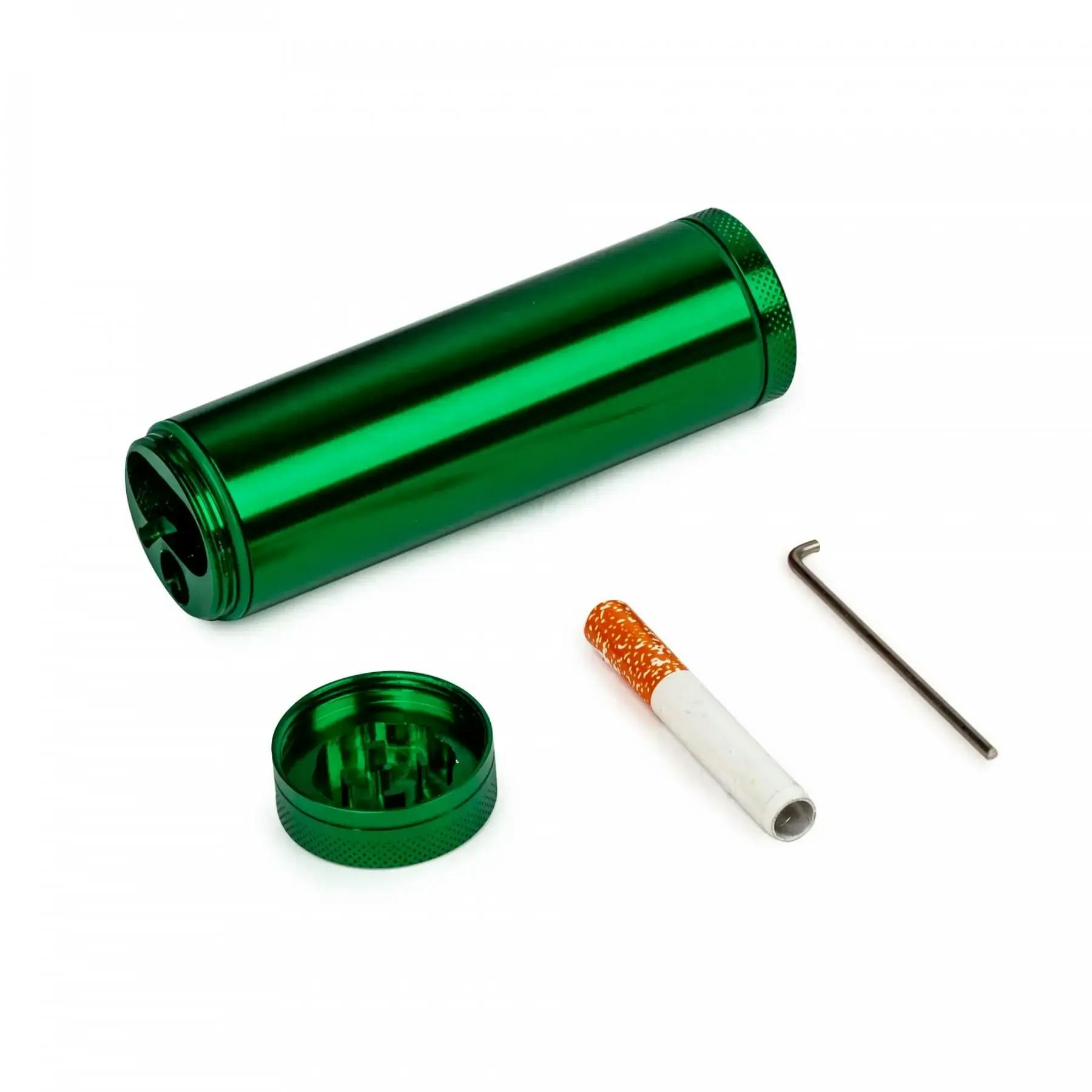 DARK GREEN METAL DUGOUT W GRINDER AND CIG BAT