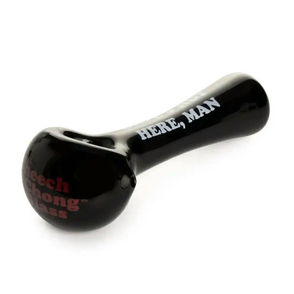 Cheech & Chong Glass 4.5" Black Dave's Not Here, Man Hand Pipe W/Ash Catcher Mouthpiece