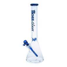 18" 7mm Hoss Glass Colored Rim Beaker - Blue