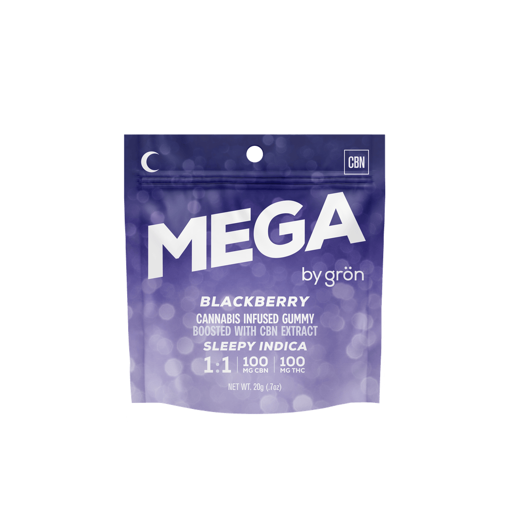Gron Mega Pearl Blackberry 1:1 CBN:THC Gummy 100mg [2pk] Candy