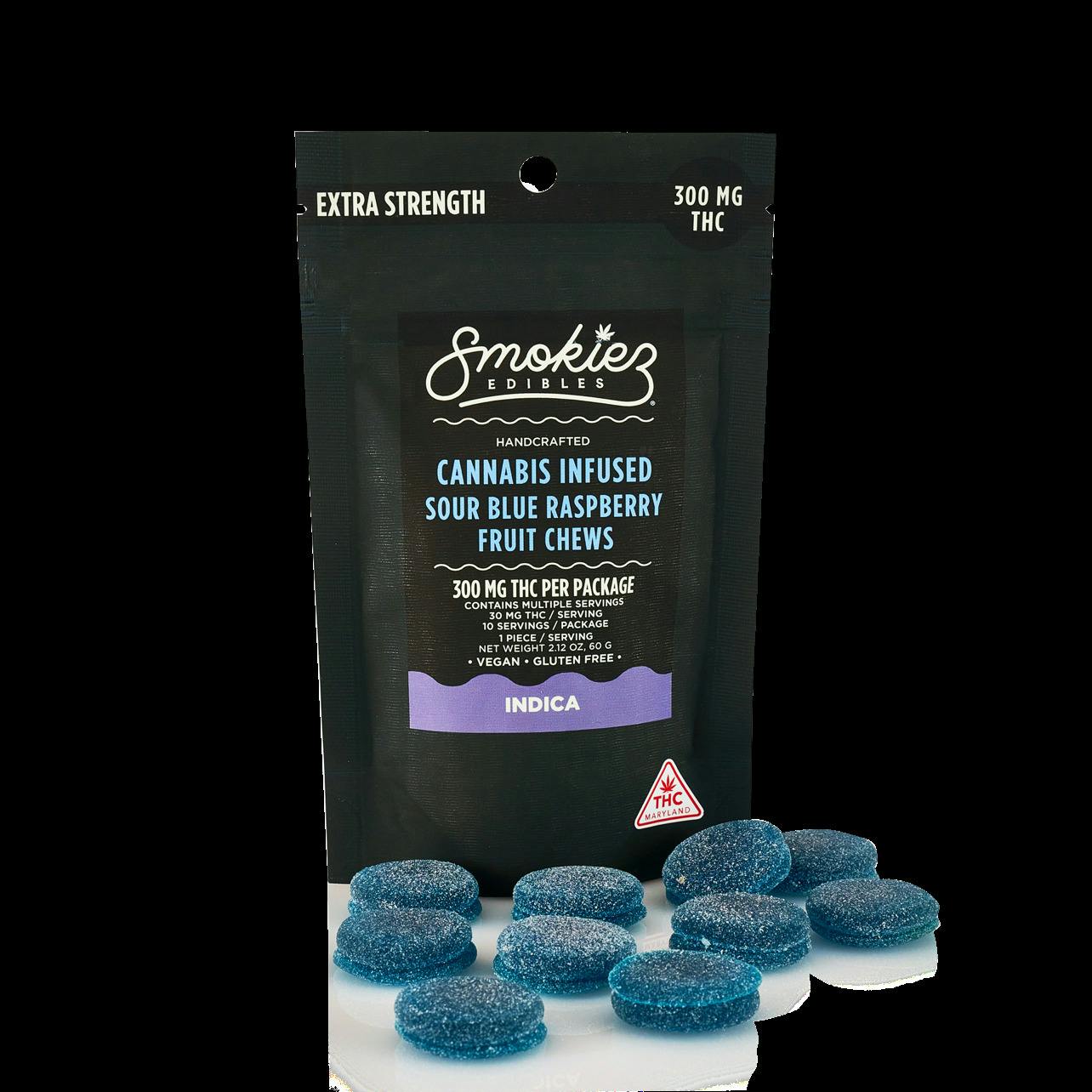 *MED* Smokiez 300mg Gummies - Sour Blue Raspberry
