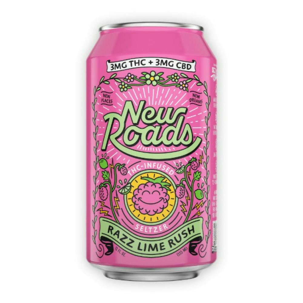 New Roads - Hemp Derived Razz Lime Rush 12oz (3mg THC 3mg CBD) at Fine Fettle - Waterbury Dispensary