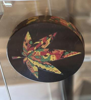 Black and Multicolor Pot Leaf 4 Piece Metal Grinder