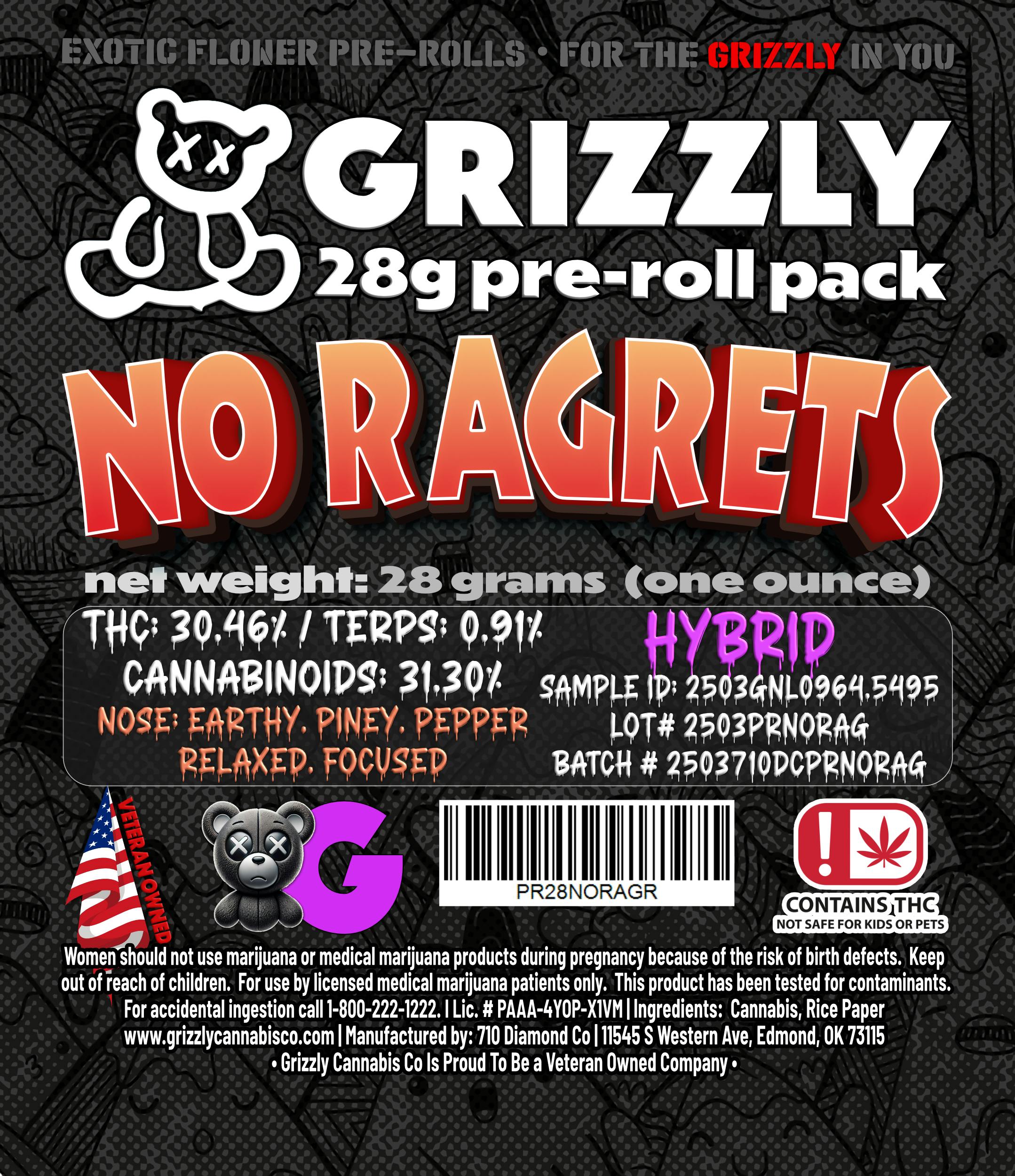 No Ragrets 1g Preroll 28pk (H)