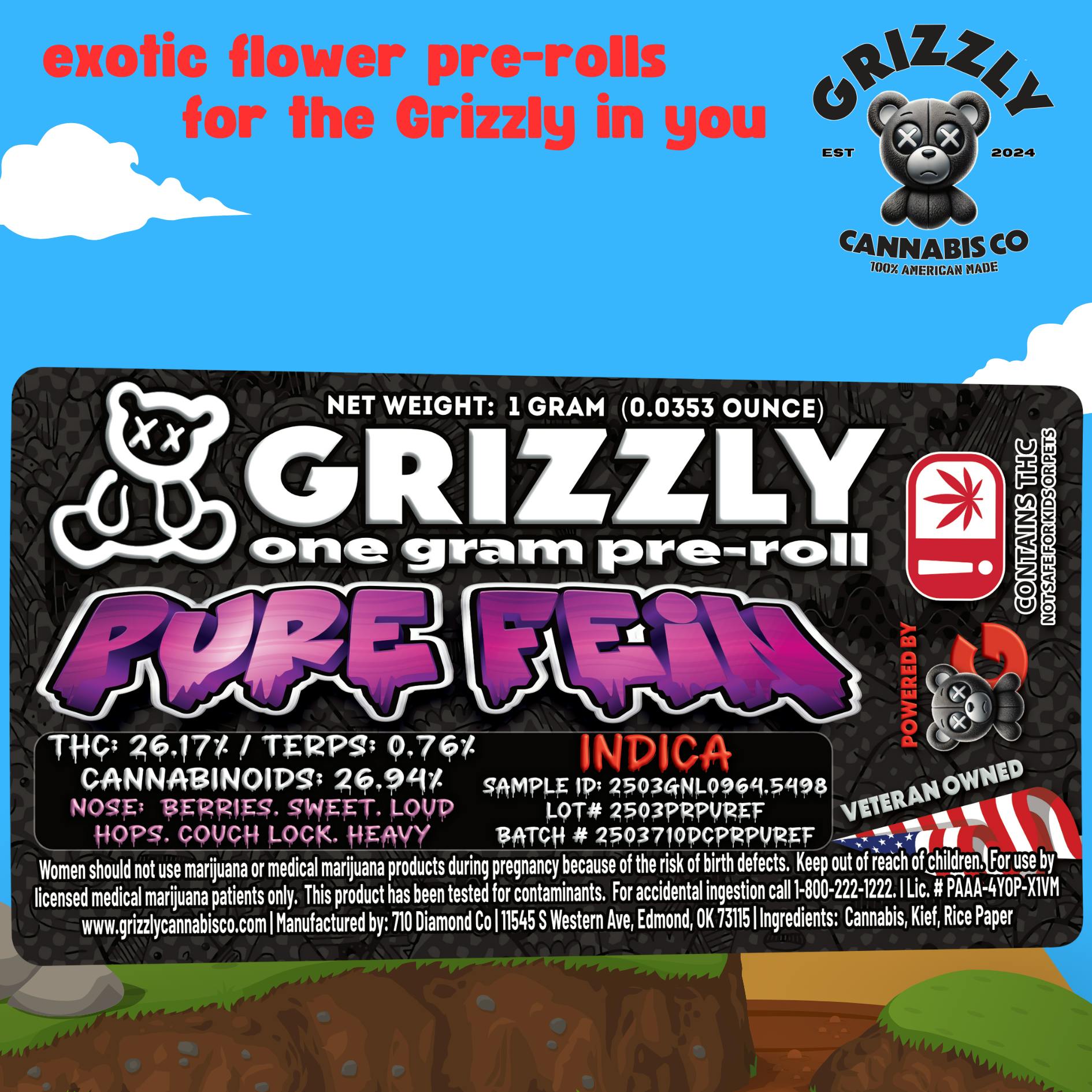 Grizzly Mule Fuel 1g Preroll (I)
