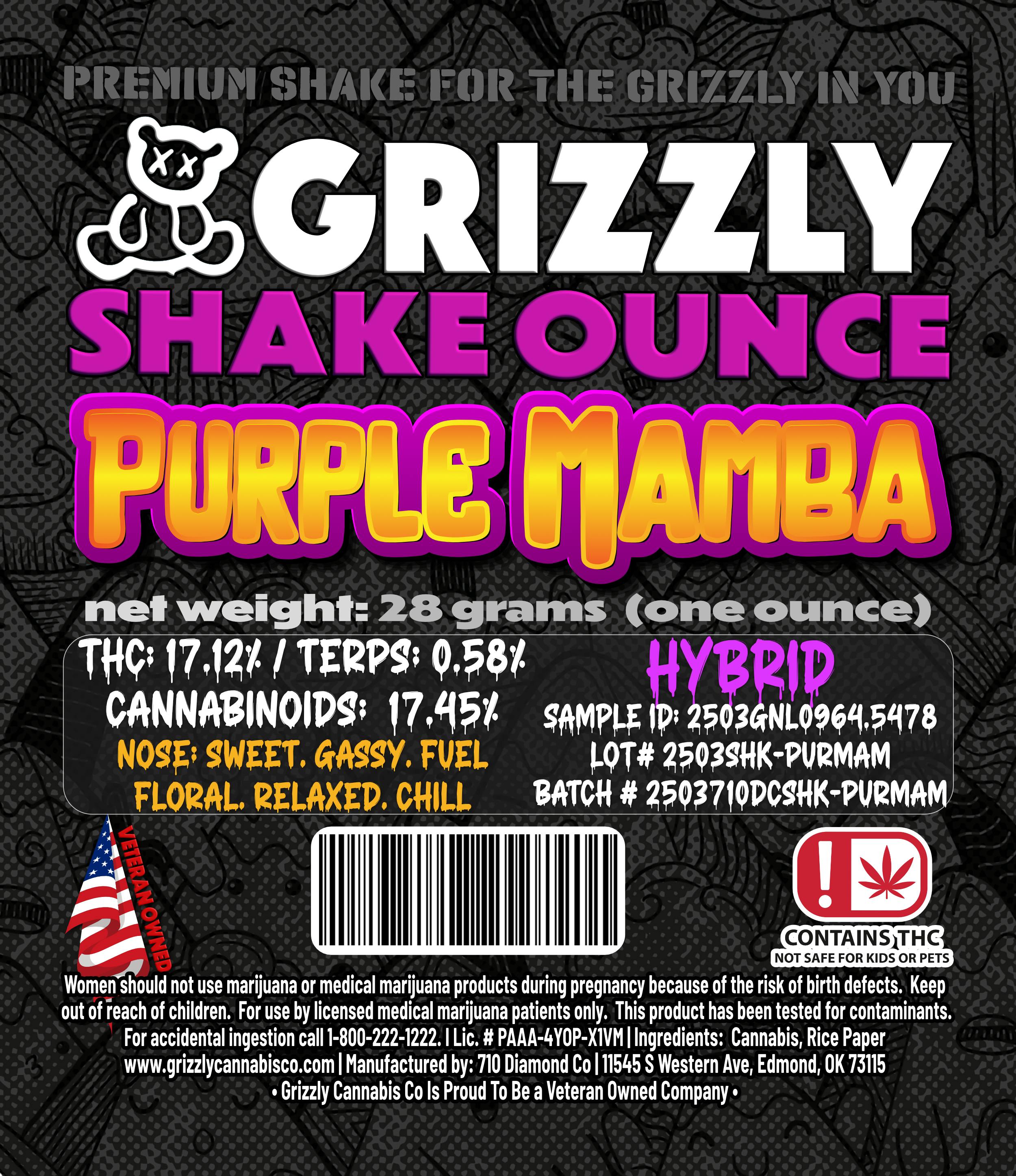 Purple Mamba Shake Oz (H)(SOLD AS OZ ONLY)