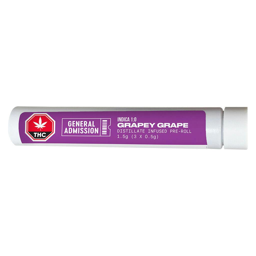 General Admission - Grapey Grape Distillate Infused Pre-Roll Indica - 3x0.5g