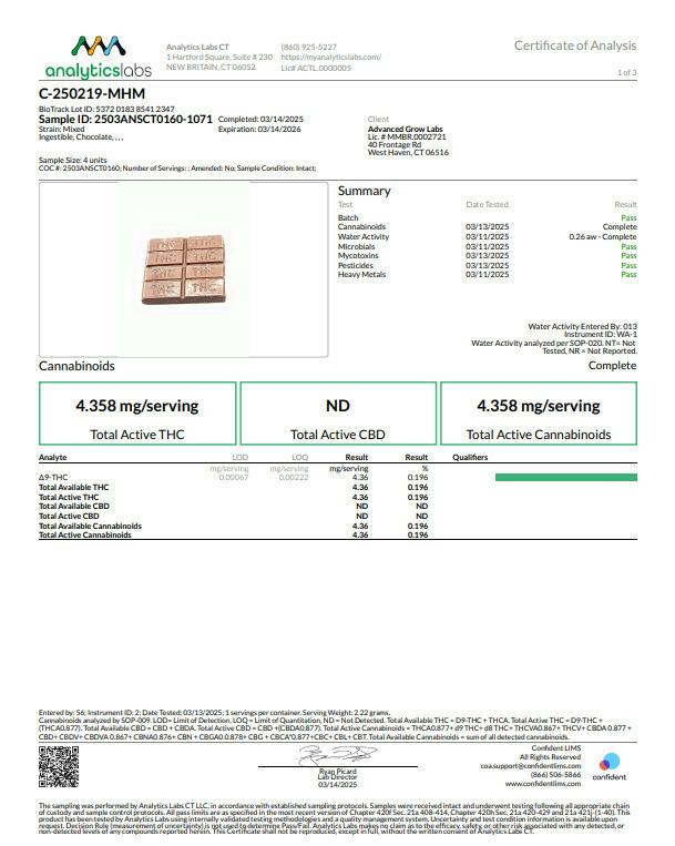 Mile High Mint Bar 100mg (00637)
