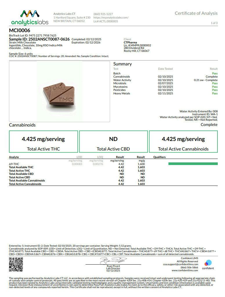 RSO Milk Chocolate Chocolate 100mg (10-Pack | 10mg Each) (25601)