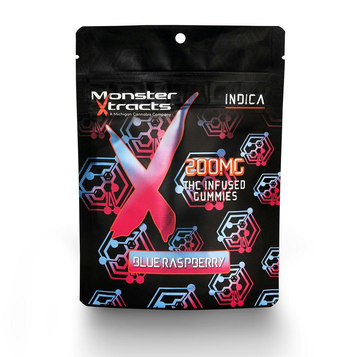 Monster Xtracts Gummies 200mg Indica Blue Raspberry at Emerald Fire Farms and Provisioning Center