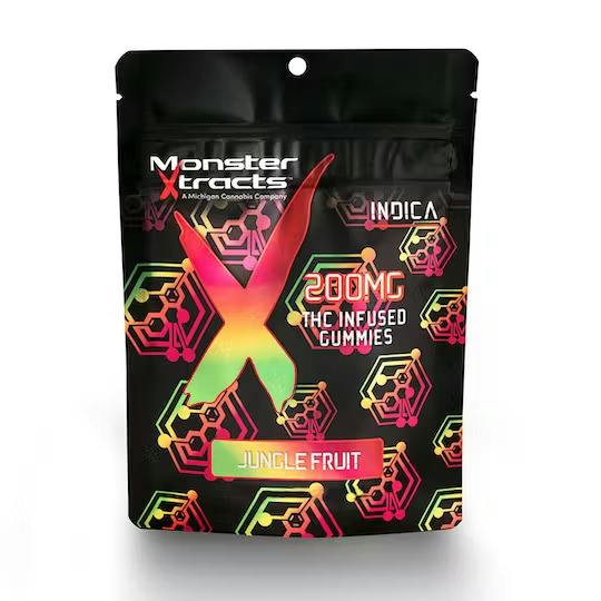 Monster Xtracts Gummies 200mg Indica Jungle Fruit at Emerald Fire Farms and Provisioning Center
