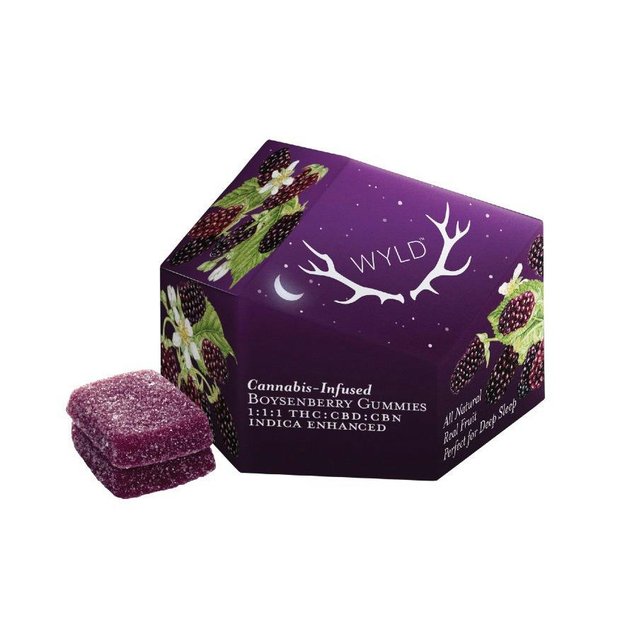 WYLD Gummies 200mg THC 100mg CBN 100MG CBD Indica Boysenberry