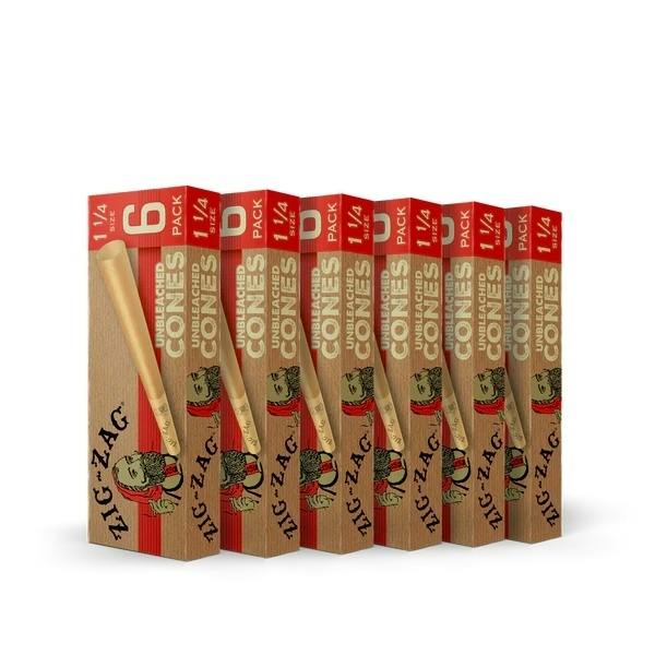 Zig Zag Unbleached Pre-Rolled Cones 1 1/4" 6pk