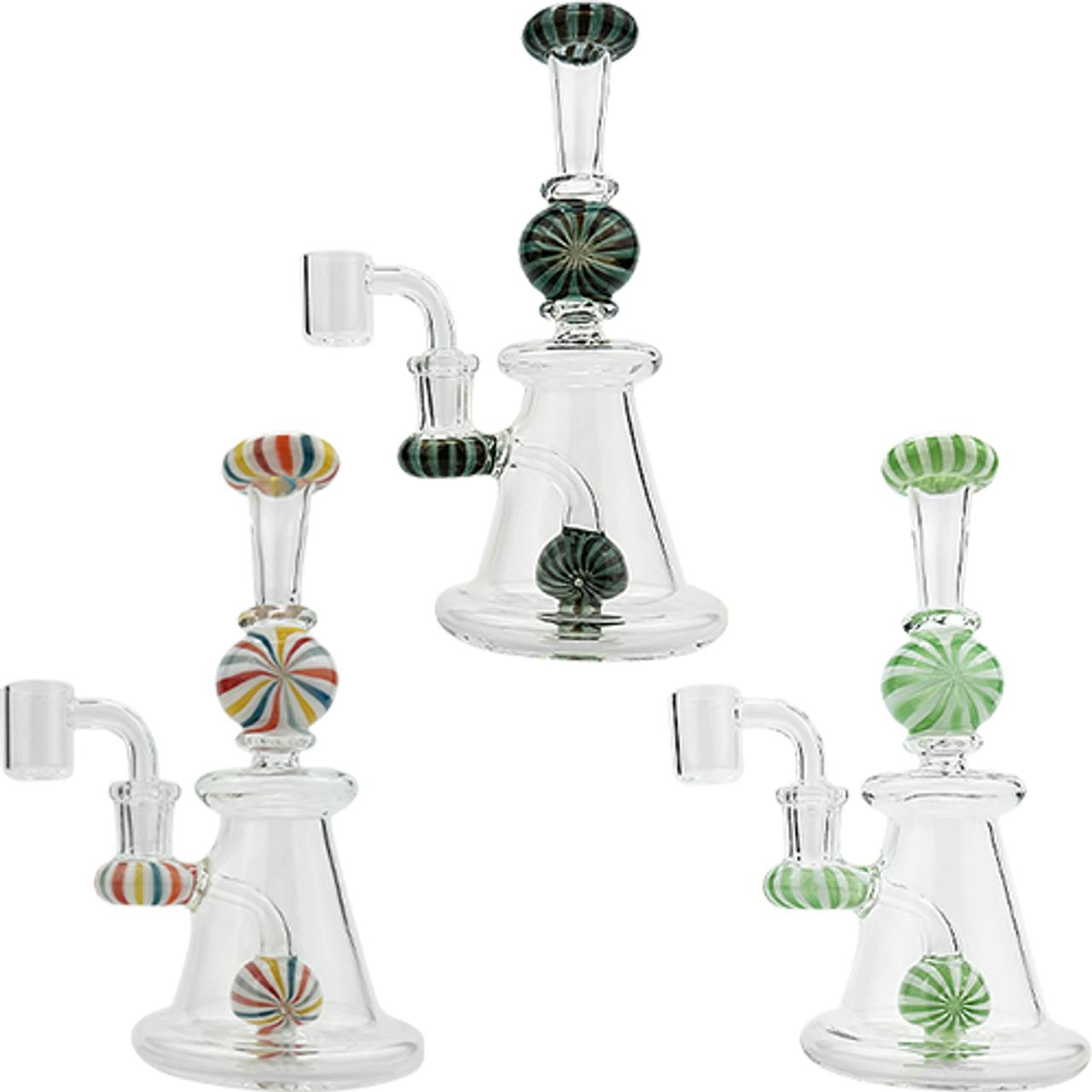 7.5" 4-Section Color Stripe Rig w/ 14mm Quartz Banger