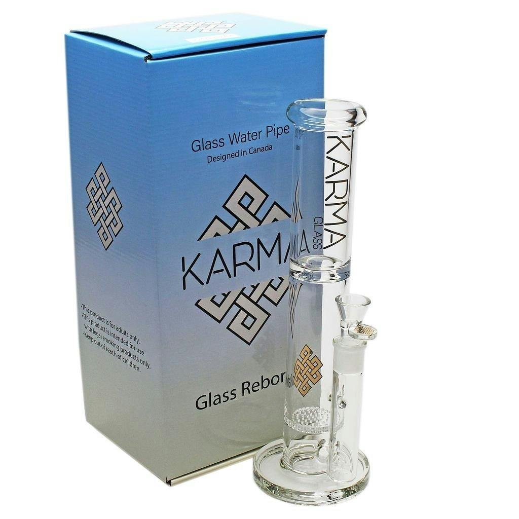 Karma - Straight Tube Glass Bong - 14" - Gold