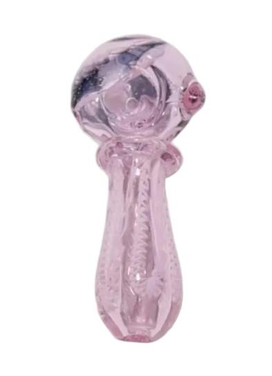 4" Pink Ring Stripe Glass Hand Pipe