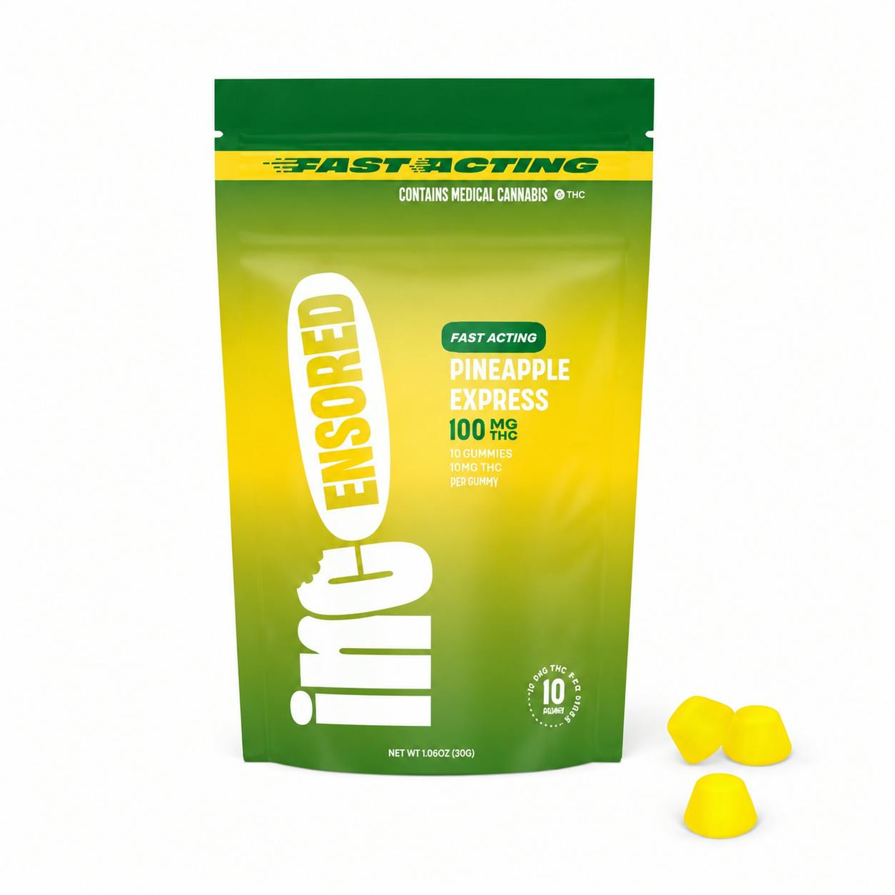 Pineapple Express Gummies | Incensored | 100MG THC (fast acting)