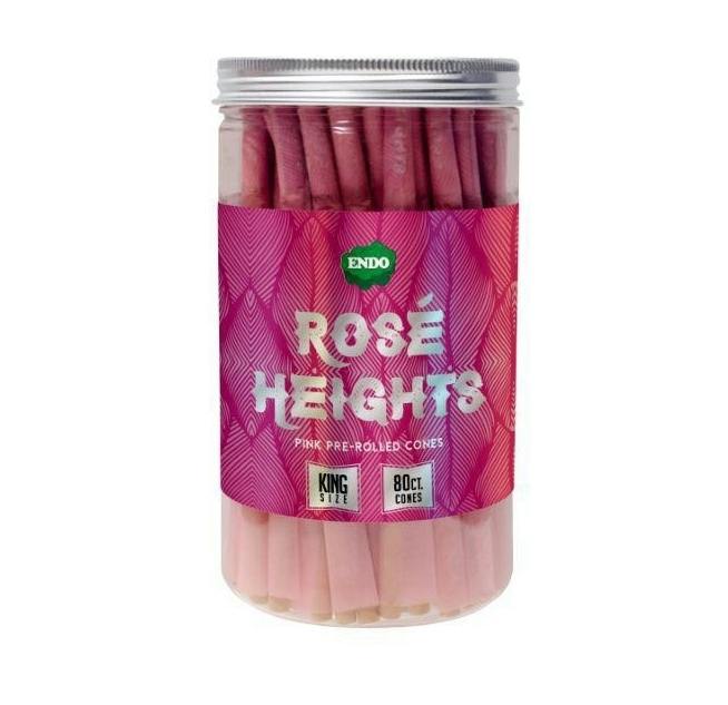 ENDO Rose Heights Premium Pink King Size Cones - (80 Count Jar)