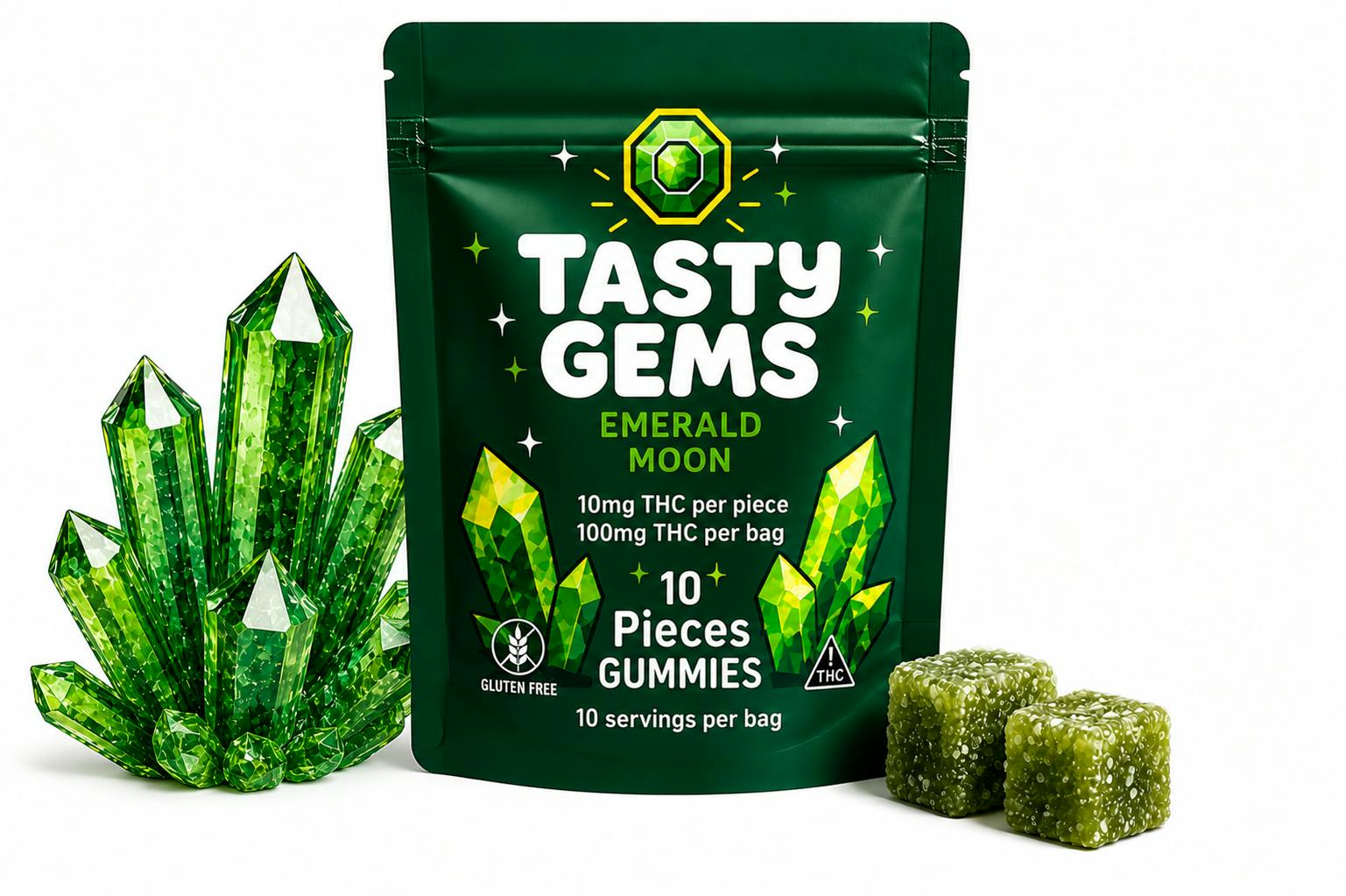 Tasty Gems Gummies- Emerald Melon - 100mg THC