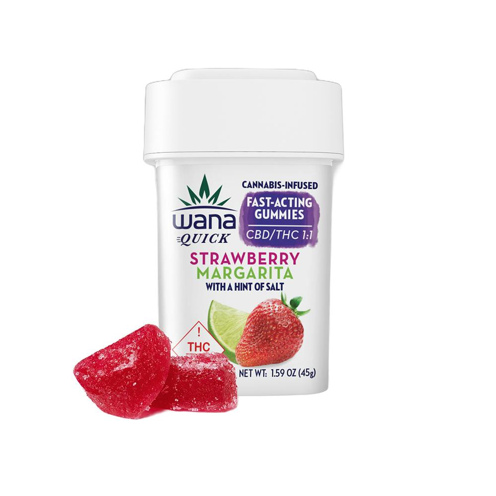 Wana Quick-Acting Strawberry Margarita 1:1 THC:CBD Gummies 100mg 10pk