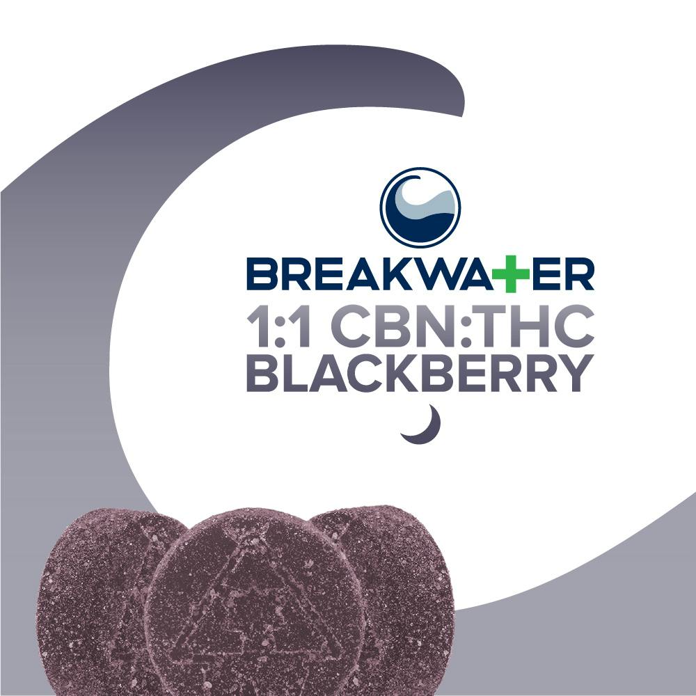 Breakwater 1:1 CBN:THC Blackberry Gummies 100mg 10pk