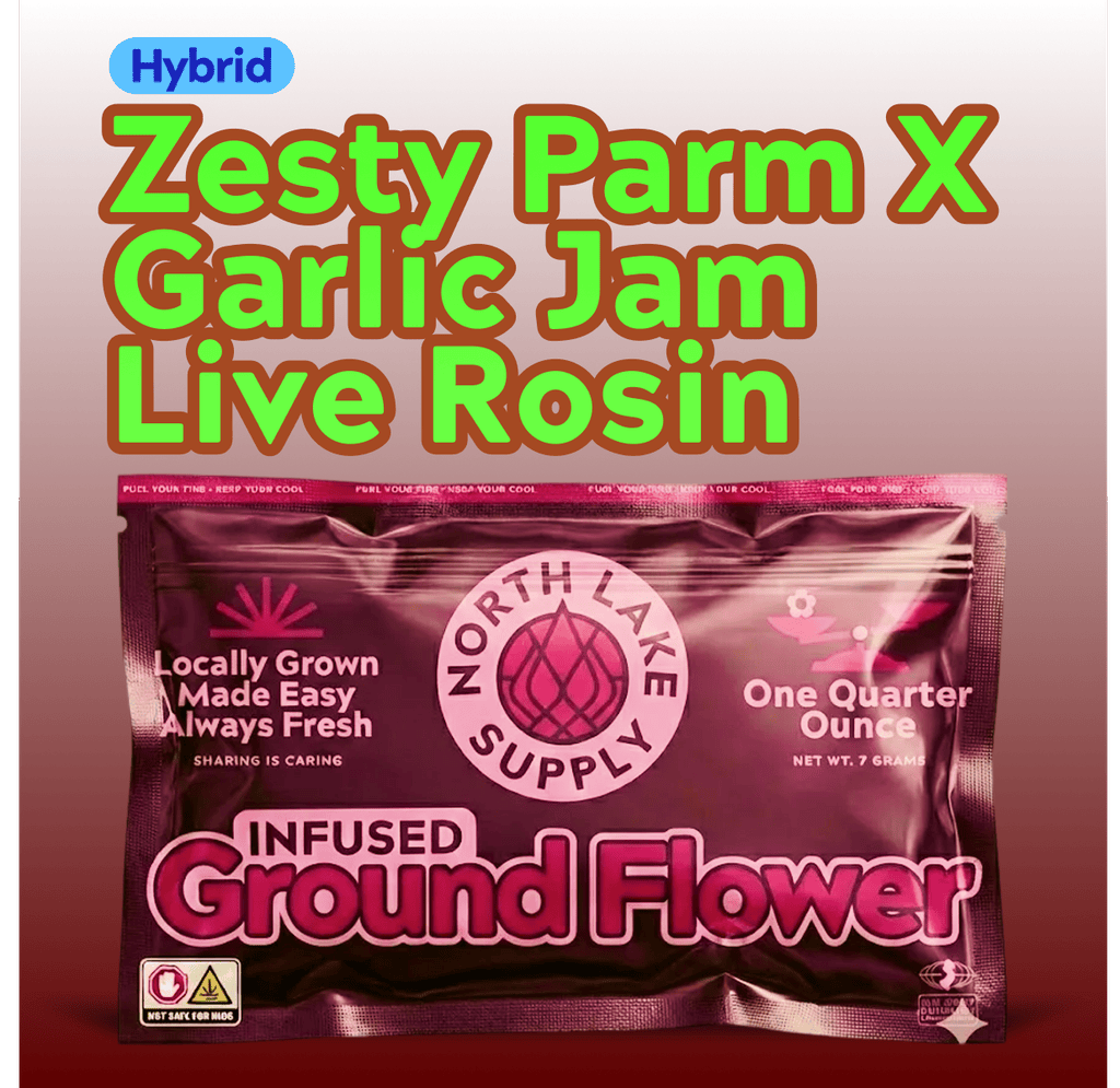 North Lake Supply Zesty Parm x Garlic Jam | Rosin Infused Ready to Roll 7g