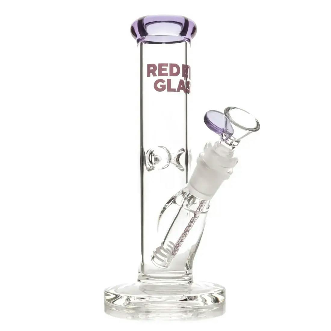 Red Eye Glass - 8" Straight Base Water Pipe - PURPLE