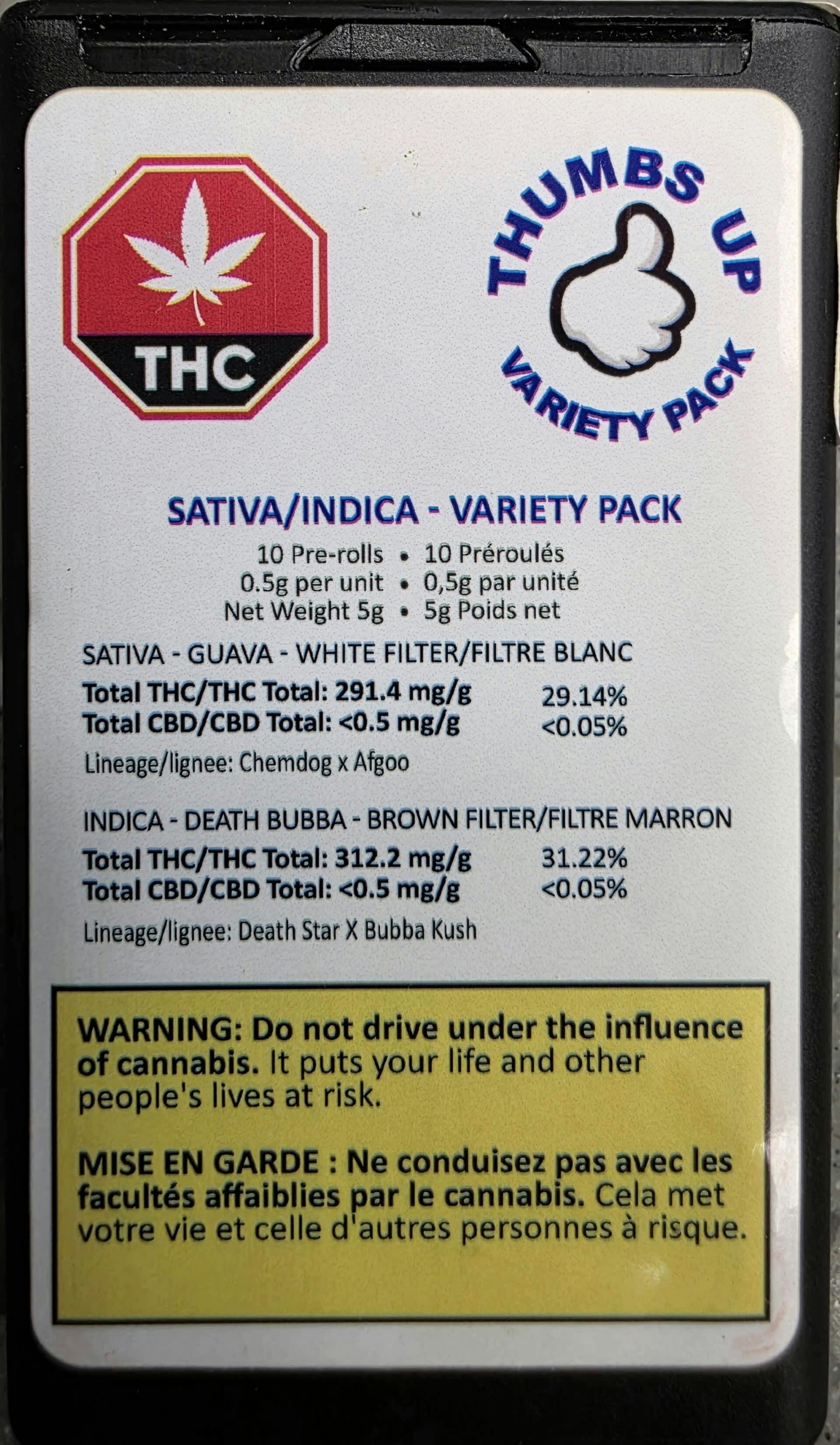 VARIETY Pack Sativa - Indica Pre-Rolls 10x0.5g