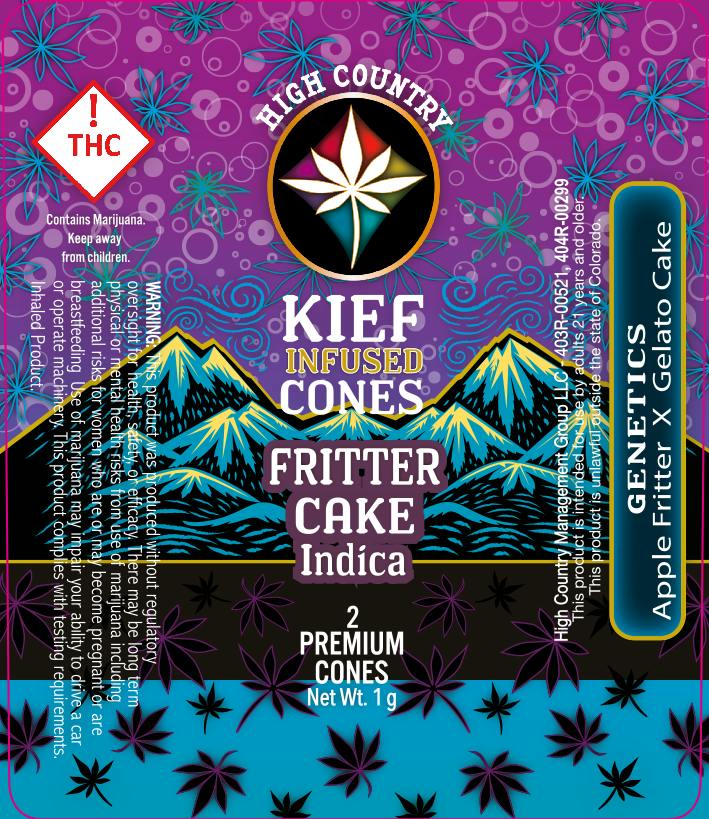 High Country Cones-Infused Preroll Pack-2 x .5g-Fritter Cake (I)