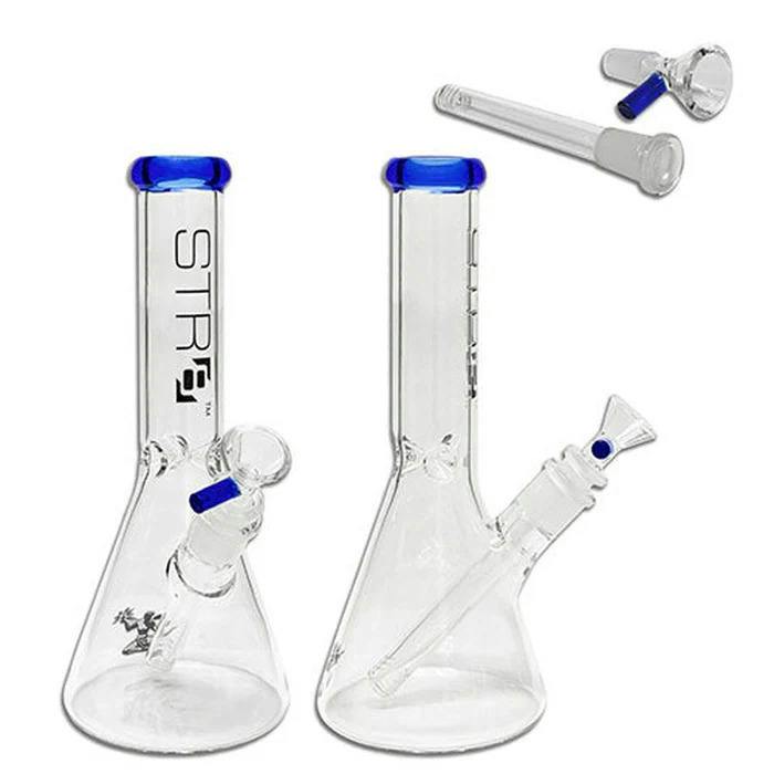 STR8 12" Water Bubbler Beaker w/ Ice Catcher - Blue
