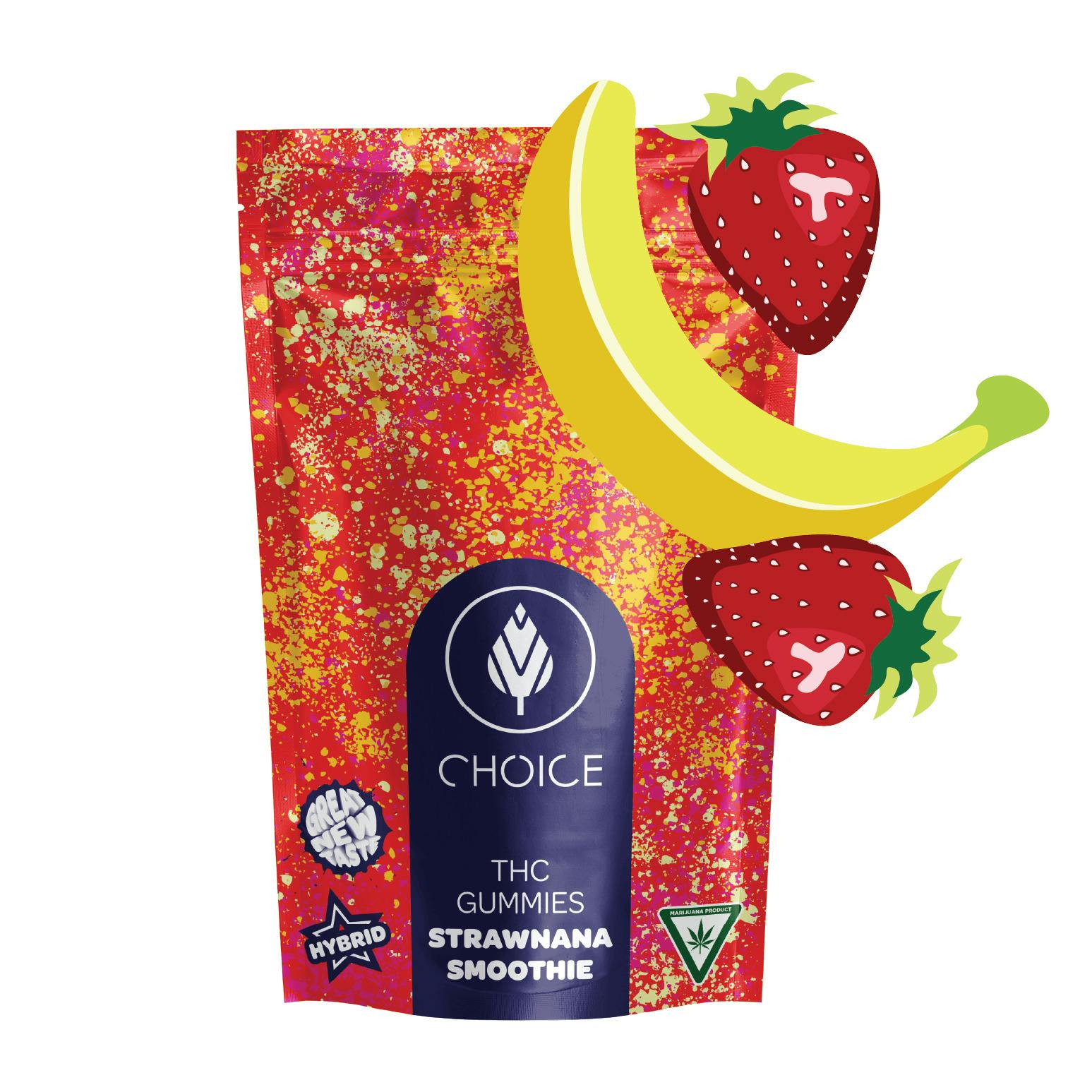 CHOICE CHEWS - Strawnana Smoothie (H) 100mg 10pk Gummies