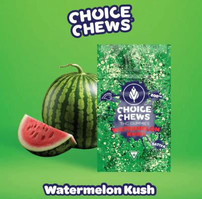 CHOICE CHEWS - Watermelon Kush (S) 100mg 10pk Gummies