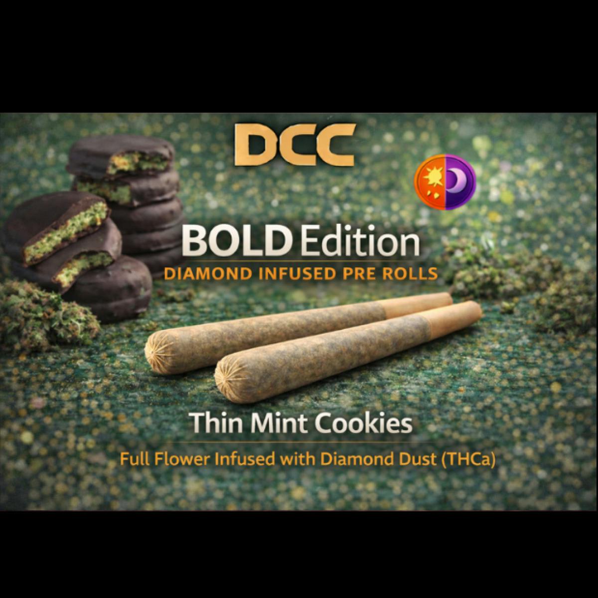 2 PACK - Thin Mint Cookies (H) 0.5g Diamond Infused Preroll at JDM Cannabis