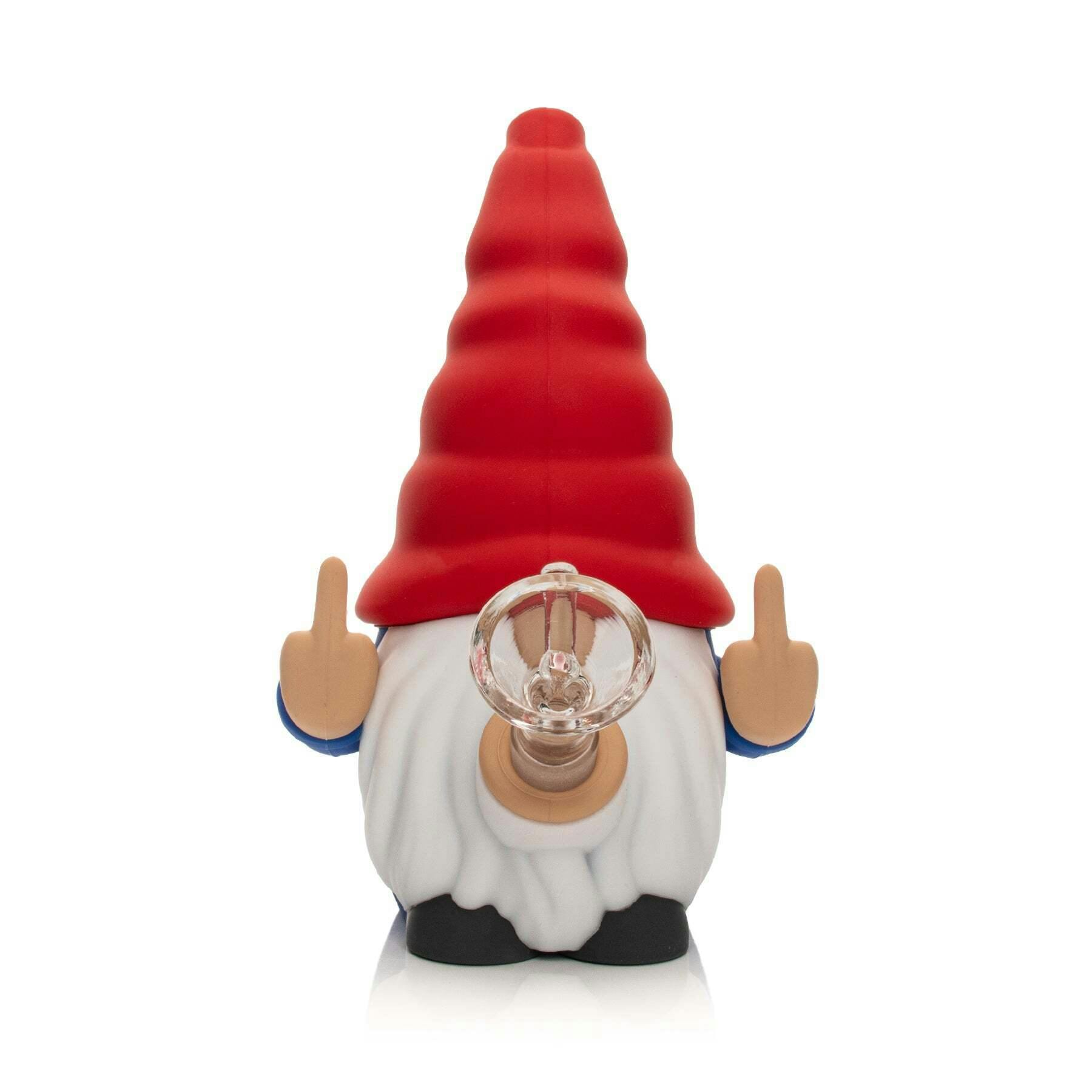 LIT Silicone 6" Tall Red & Blue No Fux Gnome Bong