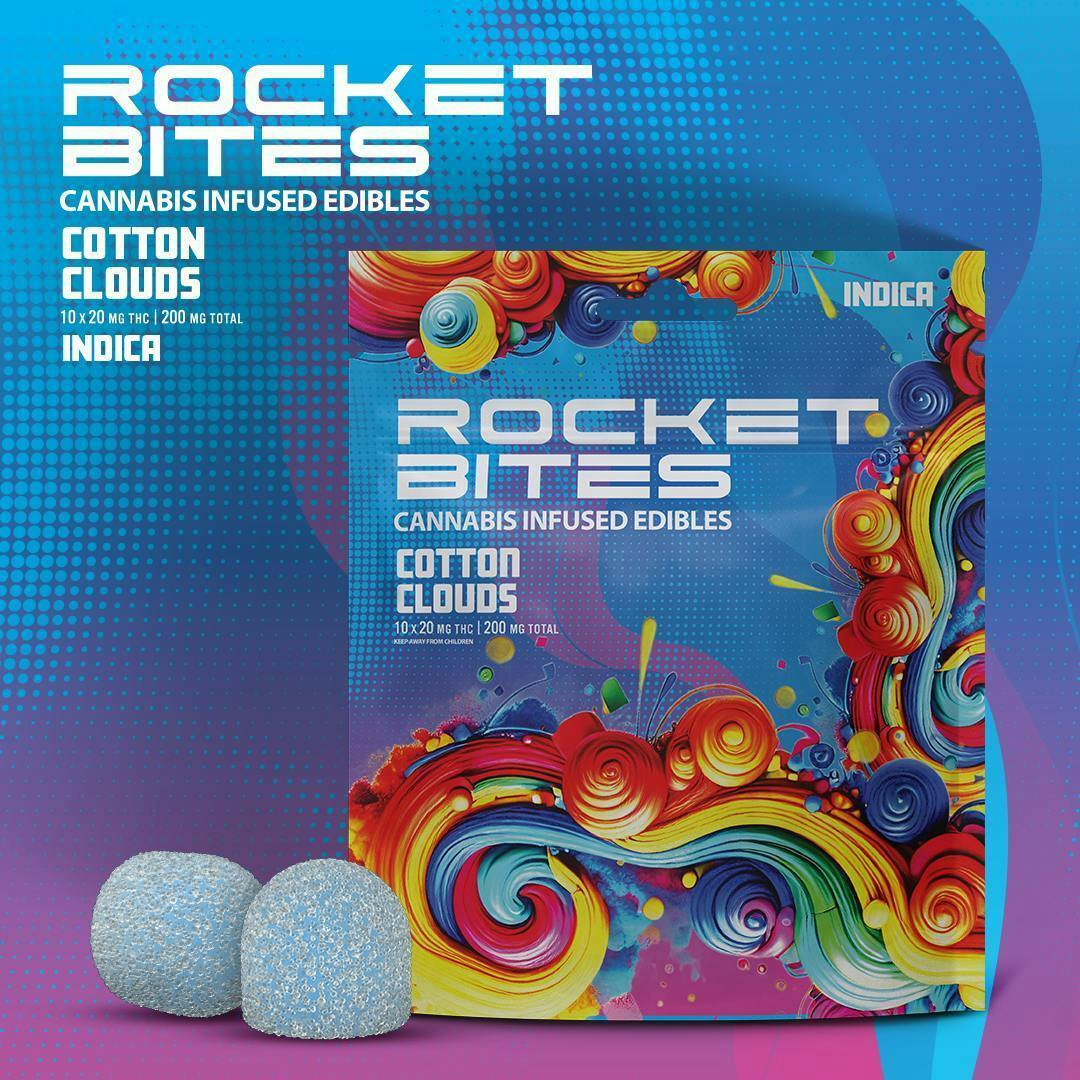 Distro 10 Rocket Bites | Cotton Clouds Gummies at Sunset Coast Provisions