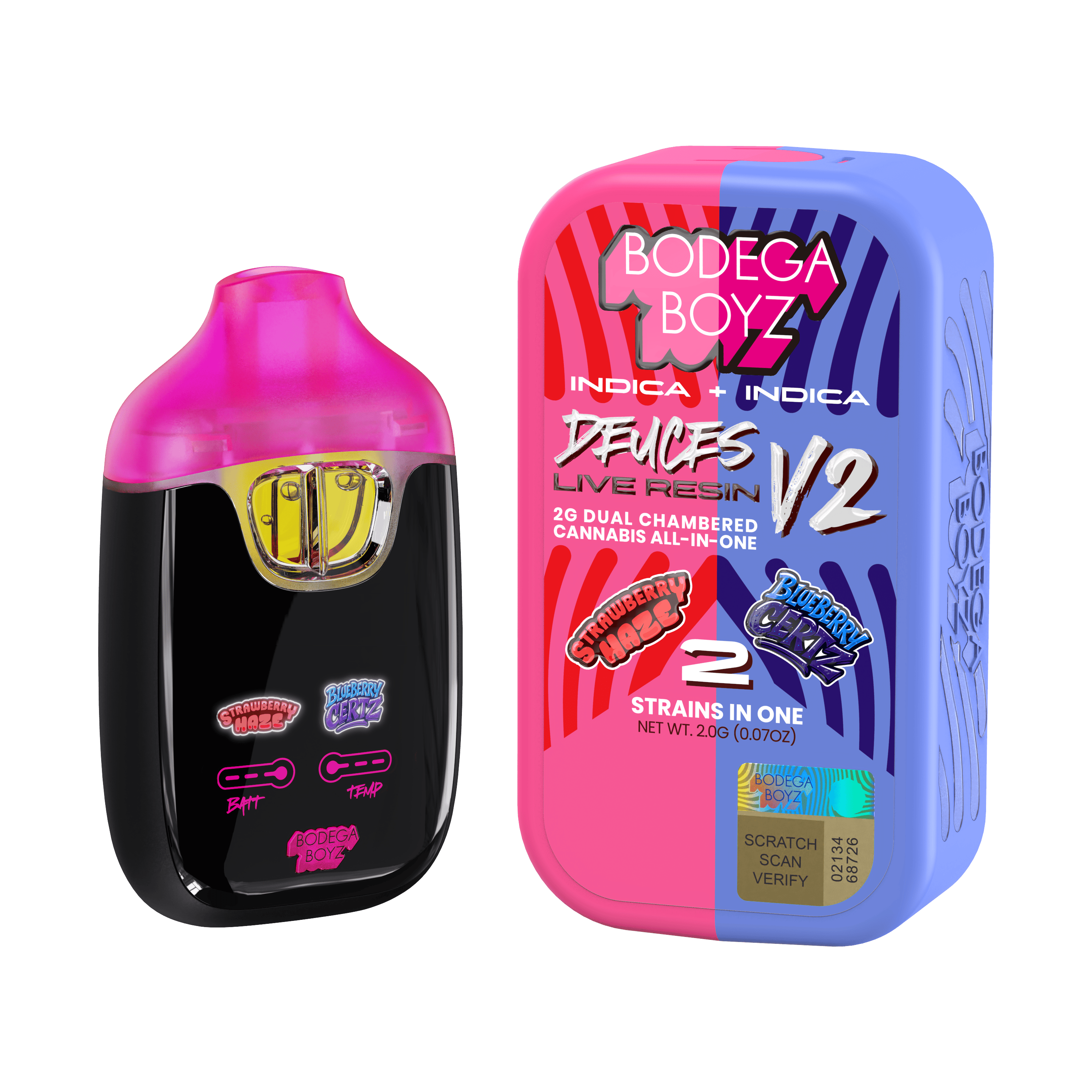BODEGA BOYZ - DEUCES V2 - STRAWBERRY HAZE & BLUEBERRY CERTZ - 2g