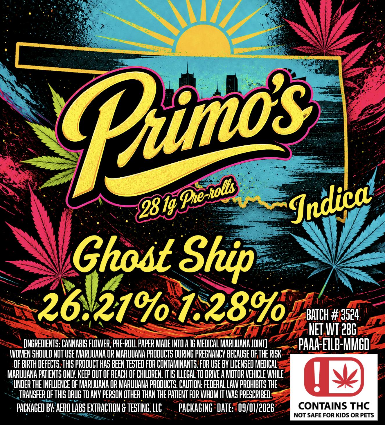 PRIMOS Ounce Bag Pre Rolls - Ghost Ship