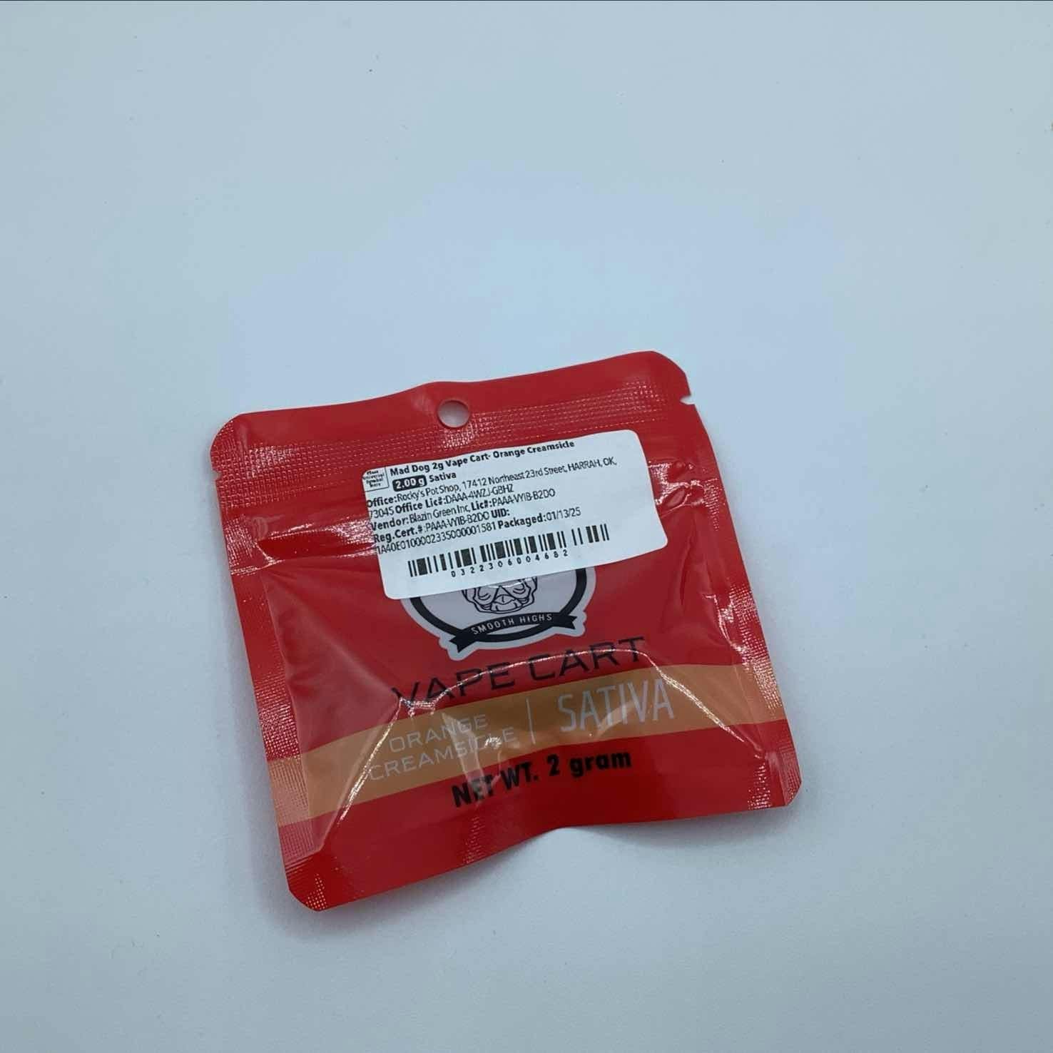 Mad Dog 2g Vape Cart- Orange Creamsicle