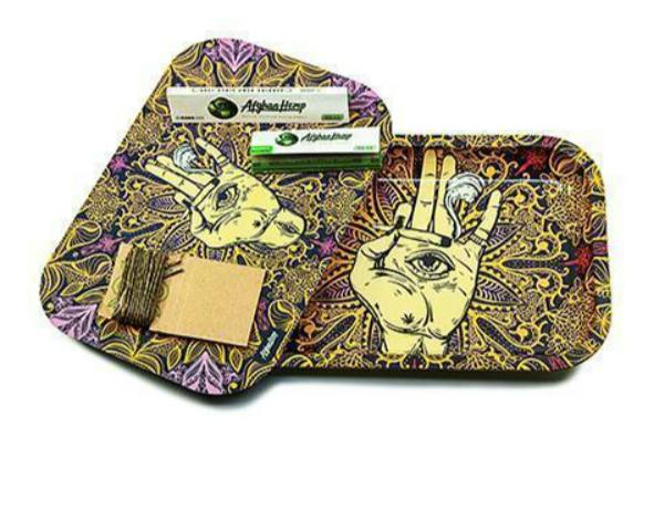 Afghan Hemp Metal Tray w/ Magnetic Lid Kit Orange
