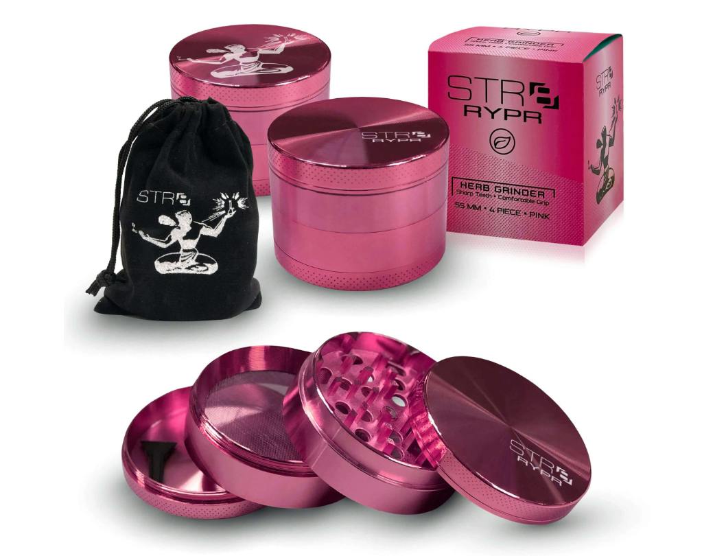 STR8 RYPR Aluminum Grinder - 4 Piece - 55mm -pink