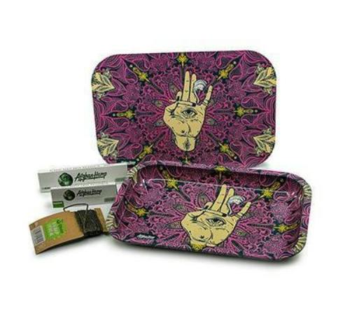 Afghan Hemp Metal Tray w/ Magnetic Lid Kit Rose