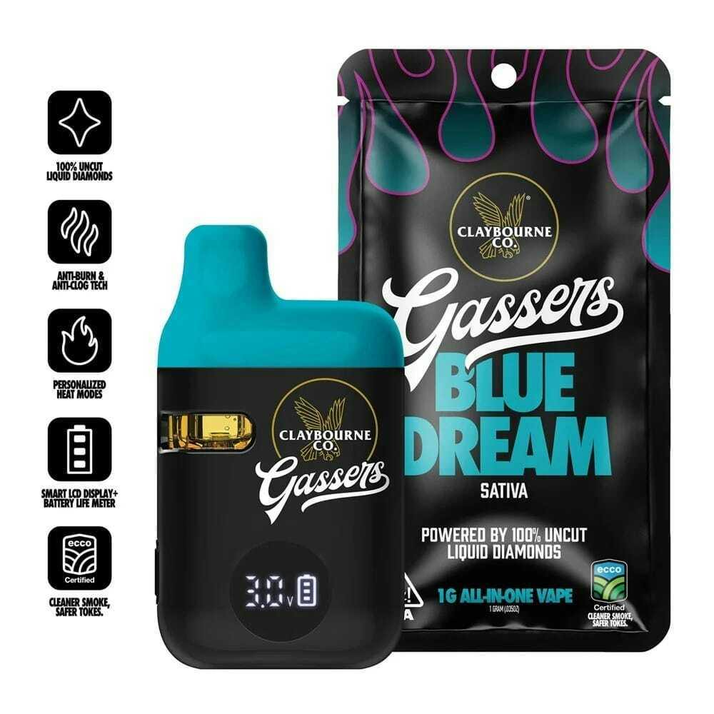 Claybourne Co. Gassers AIO Vape - Blue Dream