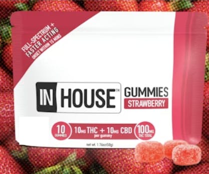 In House Strawberry Gummies 10pk 100mg at Revolution Dispensary - Normal