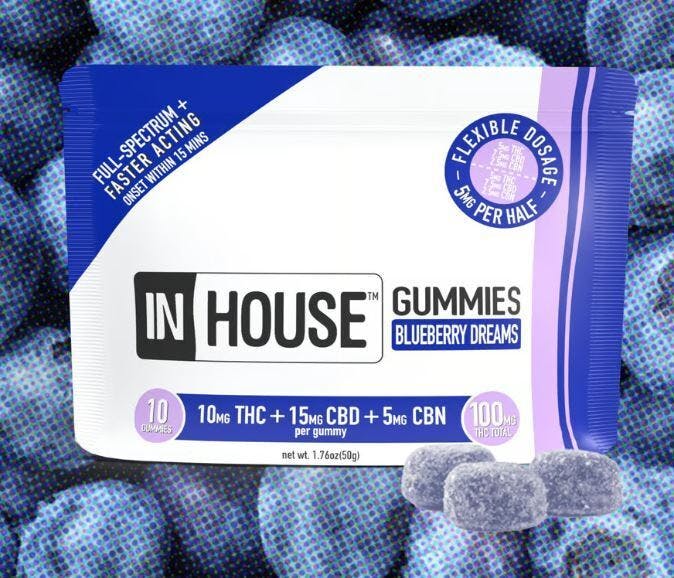 In House Blueberry 3:2:1 CBD:THC:CBN Gummies 10pk 100mg at Revolution Dispensary - Normal