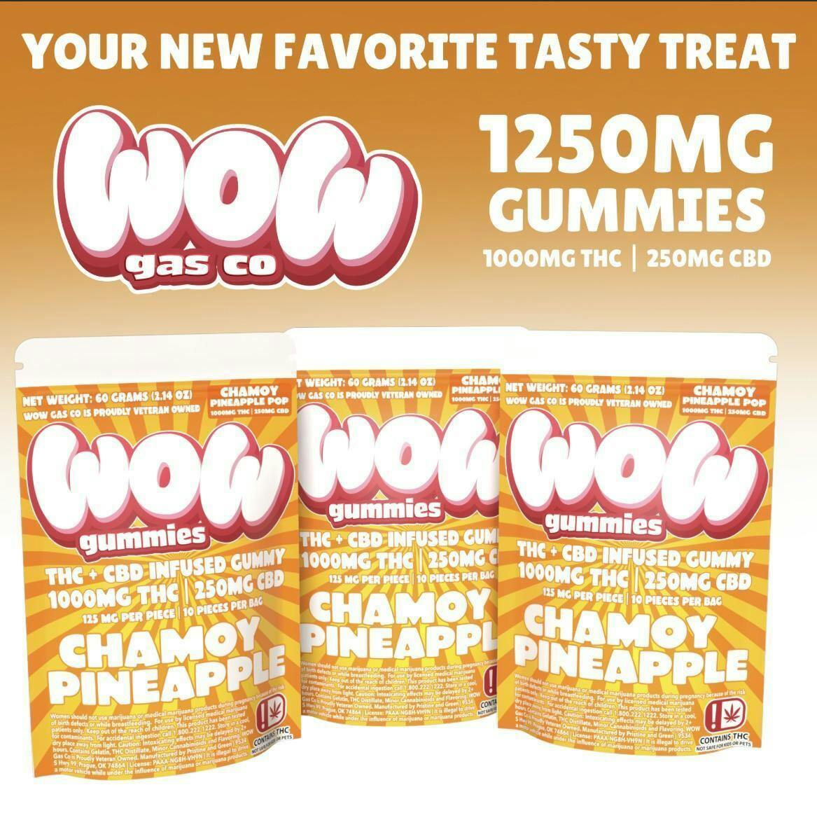 Chamoy Pineapple - WOW Gummies 1000mg THC 250mg CBD