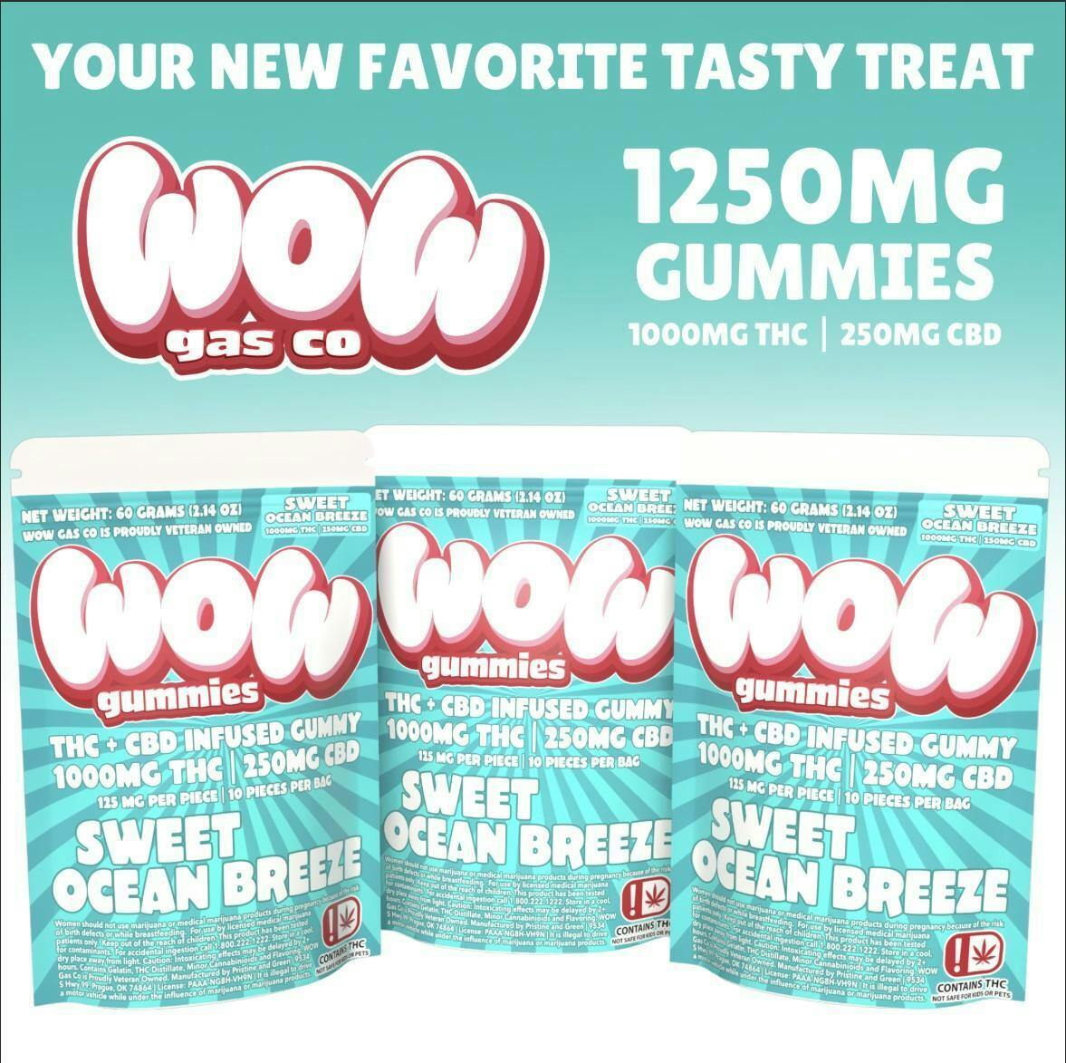 Sweet Ocean Breeze - WOW Gummies 1000mg THC 250mg CBD