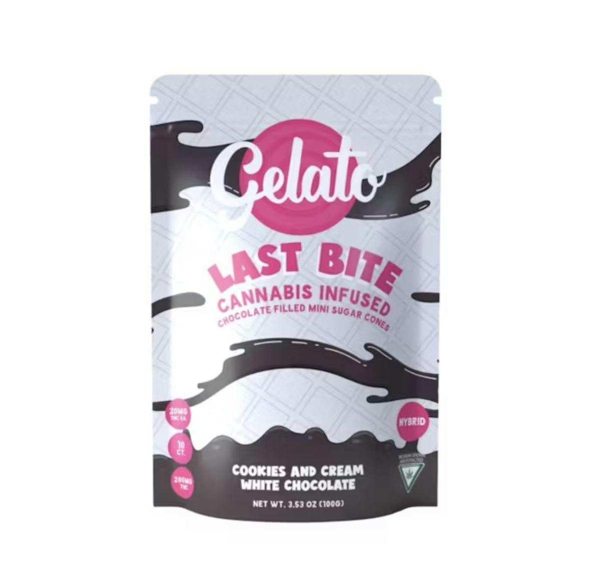 Gelato Last Bite - 10 Pack Chocolate Filled Cones - Cookies and Cream