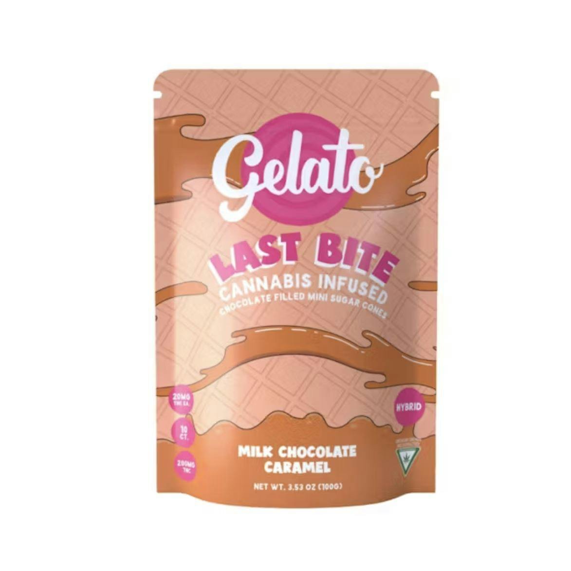 Gelato Last Bite - 10 Pack Chocolate Filled Cones - Milk Chocolate Caramel